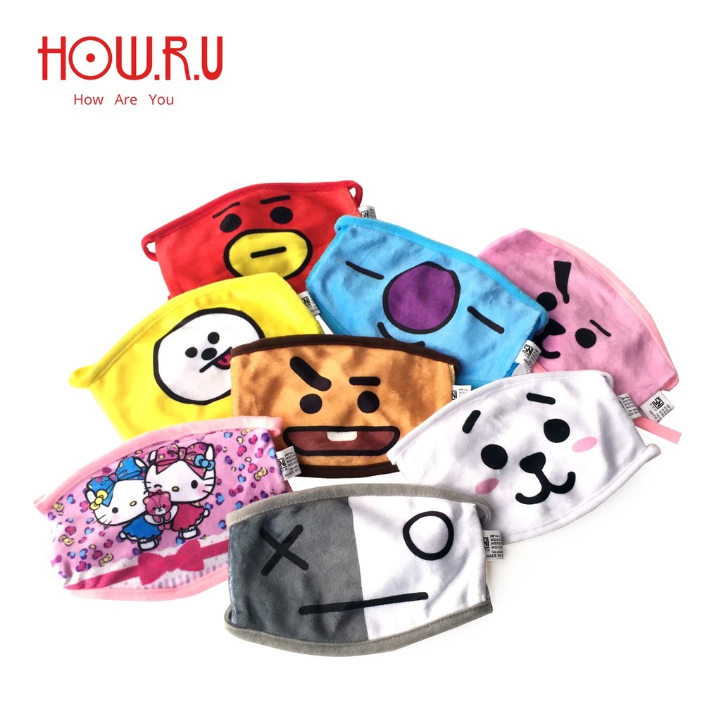 HOW.R.U | Dapat 2pcs - Masker Kain BT21 Mutu SNI