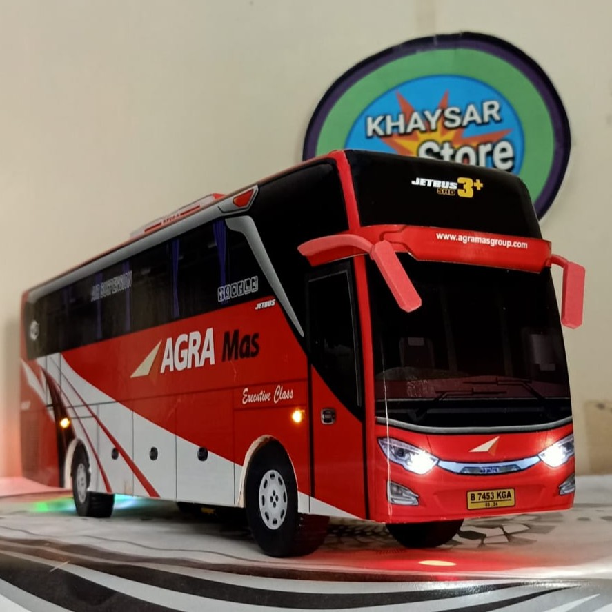 miniatur bus shd AGRA MAS PLUS LAMPU