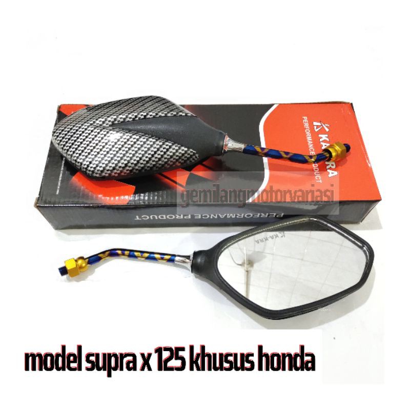 Spion Carbon Honda Sepasang Model Tiger Revo Supra x 125 Variasi Twotone Xxx Tangkai Panjang cocok semua motor honda beat vario 125 vario 150 pcx Adv scoopy supra tiger cb150r verza-6