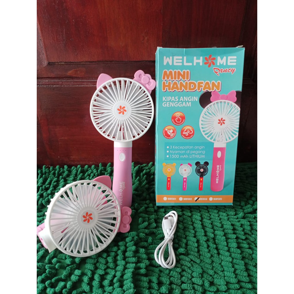 Rechargeable Hand Fan Mini Kipas Genggam Tangan Welhome WHF-002-new