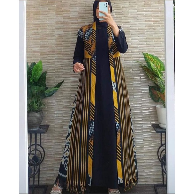 gamis tenun kombinasi toyobo