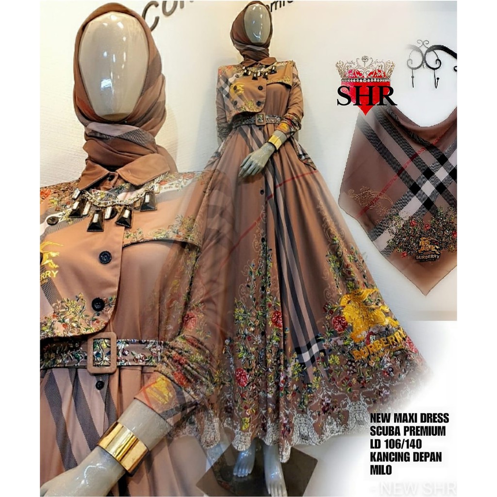 BURBERRY MAXI / GAUCI 100% ORI SHR SYAHIRA SIAP KIRIM GAMIS PESTA PREMIUM IBU IBU CANTIK ANGGUN TERM
