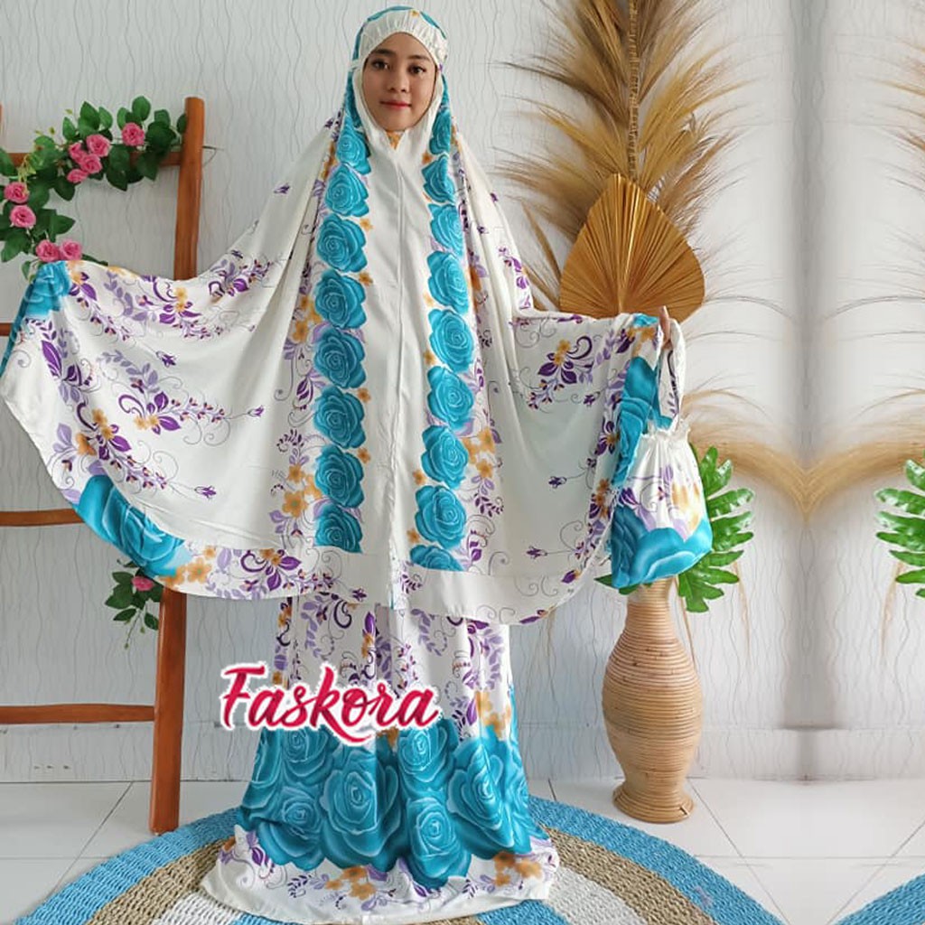 Mukena Jumbo Bali Dewasa Mawar Clasik / Mukena Rayon Jumbo Motif Bunga / Telekung Mukena Dewasa Bali