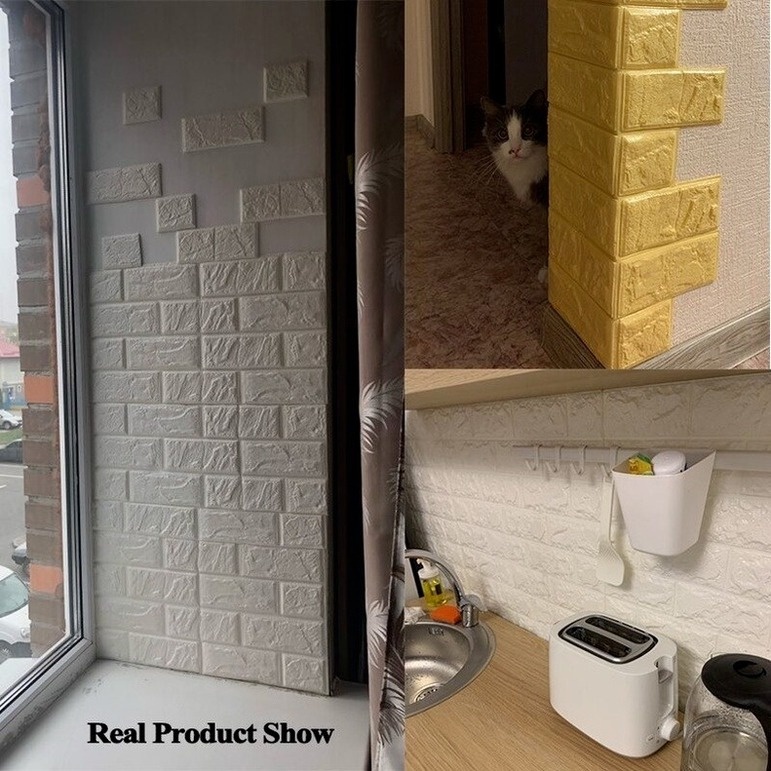 DIY Wall foam Stiker 3D Dekorasi Kamar Rumah / wallpaper Dinding Kamar Tidur batu bata-6