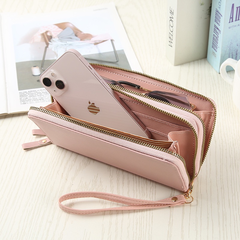 DOMPET PANJANG WANITA PINK VANIER WA583P3 FASHION KOREA IMPORT 2 RESLETING BESAR MUAT HP KARTU KULIT  UANG KOIN BRANDED REMAJA KEKINIAN PREMIUM BATAM