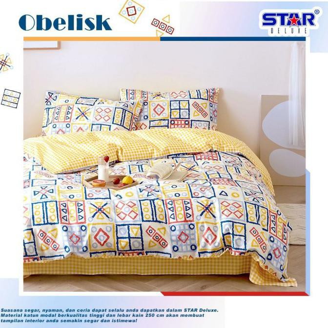 Sprei Bedcover Set Double Katun Star Motif Obelisk - 200X200, Tinggi 20 Outlet.Sejukk