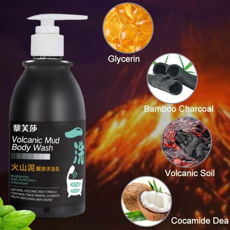 Terkini Pemutih Body Wash 250ml / Lumpur Vulkanik Pembersihan Dalam Gel Mandi / Whitening / Exfoliat