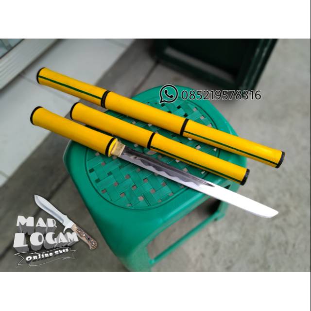 Pisau Samurai Tanto motif bambu kuning