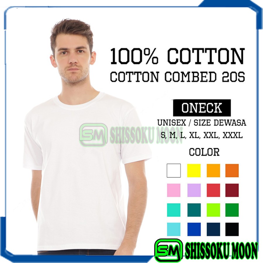 KAOS POLOS / TSHIRT POLOS / KAOS OBLONG COTTON COMBED 20S 100% ASLI