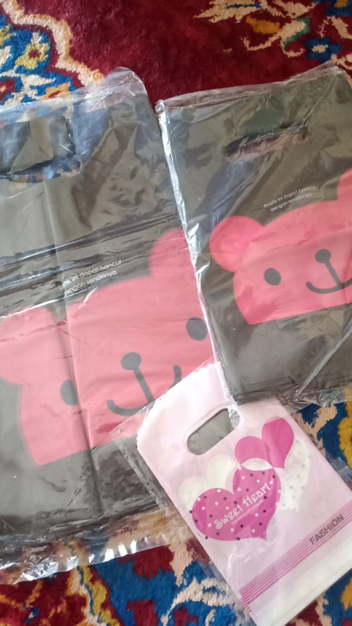 ❤murah Pol❤ Kantong Plong Oval 15x23 Cm Motif Bear . Kantong Plong Motif .kantong Olshop Online Shop