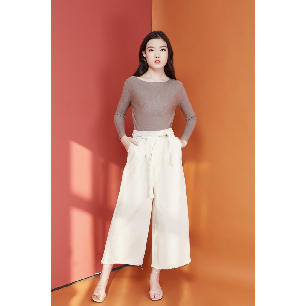 Peach Poppy Angie Top - Atasan Wanita Casual Office Rajut Lengan Panjang