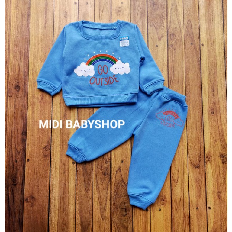Setelan Jaket Bayi 1 - 2 Tahun / Setelan Sweater Bayi Motif Go Outside Halus dan Hangat