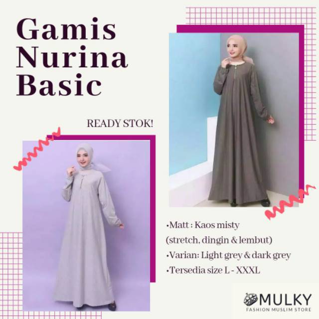 Gamis Kaos Polos Jumbo busui adem melar bahan misty
