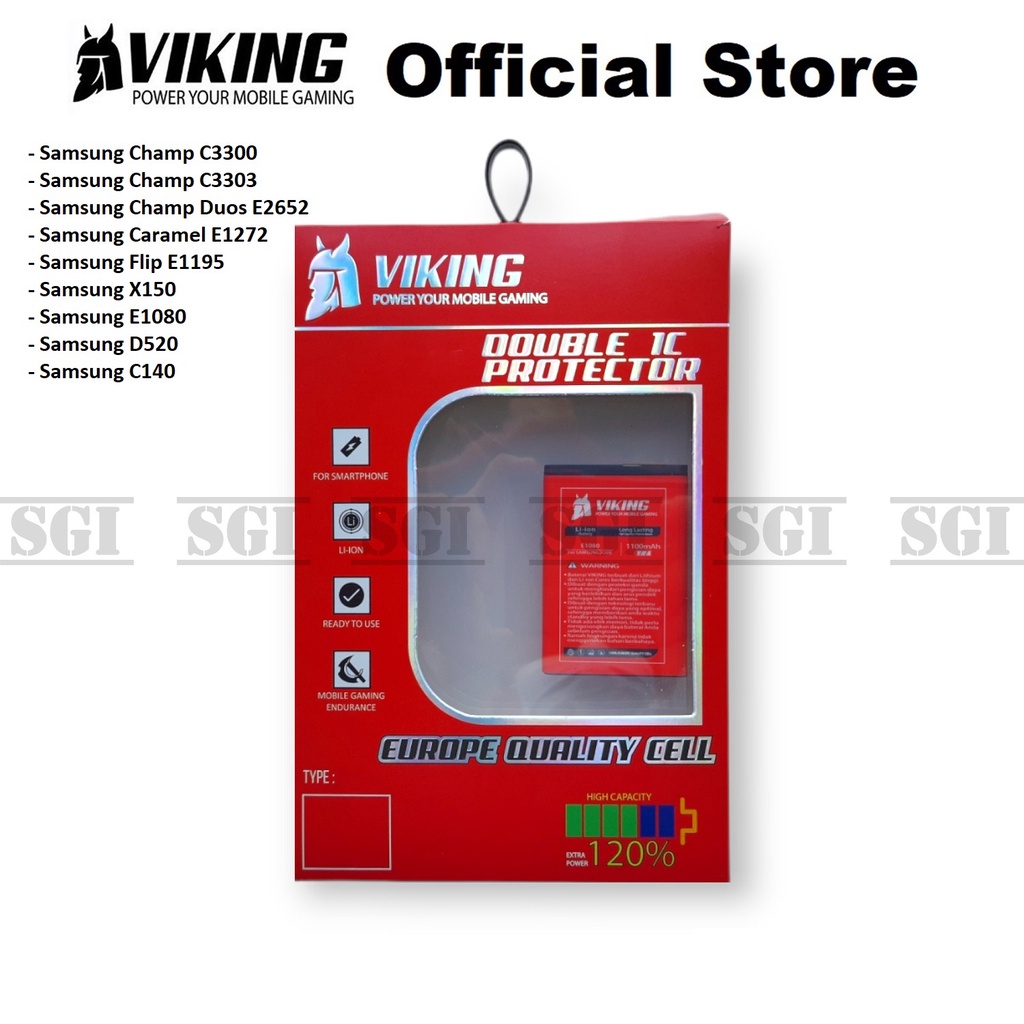 Baterai VIKING Double Power Original Samsung Galaxy Champ Flip Caramel E1272 E1195 C3520 E1080 B310E