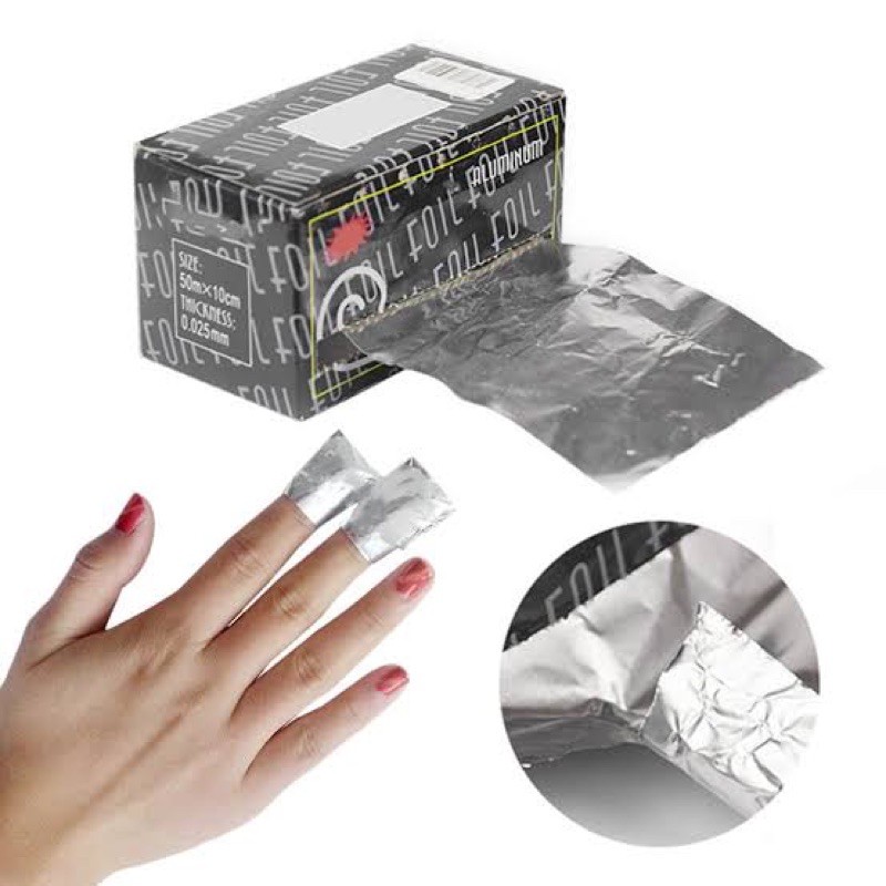 KOTAK BOX ALUMUNIUM FOIL SOAK OFF GEL POLISH / ALUMUNIUM SALON UNTUK HIGHLIGHT RAMBUT MANICURE SOAK OFF GEL POLISH