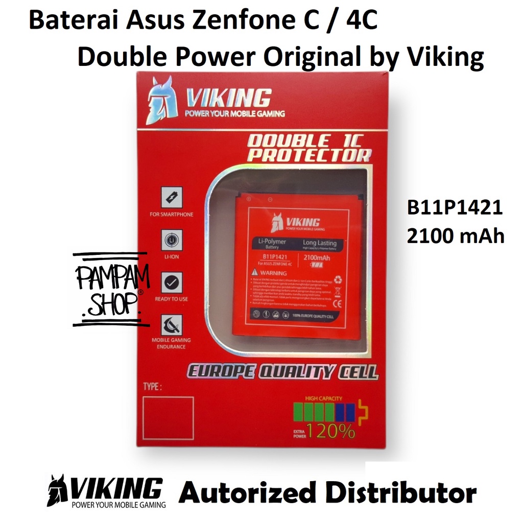 Baterai VIKING Double Power Original Asus Zenfone C 4C ZC451CG Z007 B11P1421 Batre Batrai Ori HP