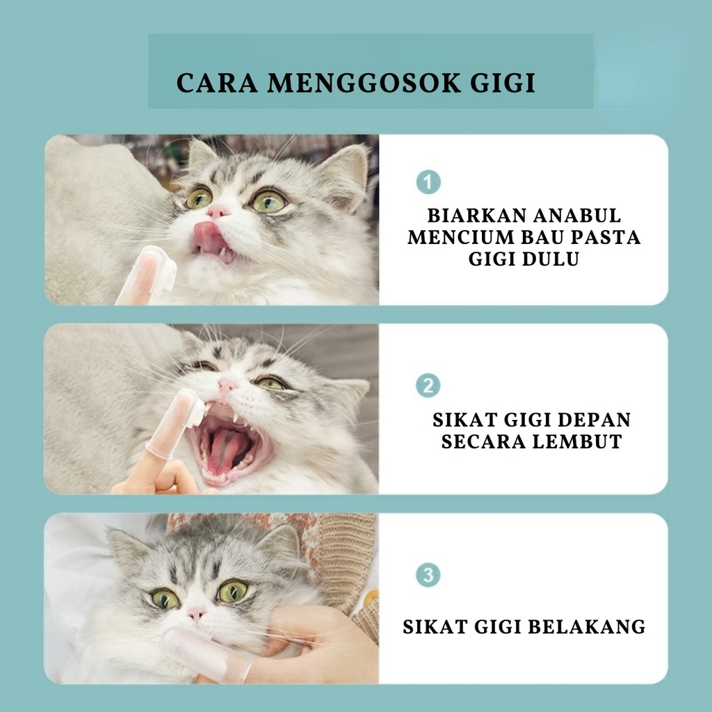 Hugopet Sikat Gigi  Kucing Anjing Pasta Gigi Tooth Brush and Paste 4 in 1 Set For Pet