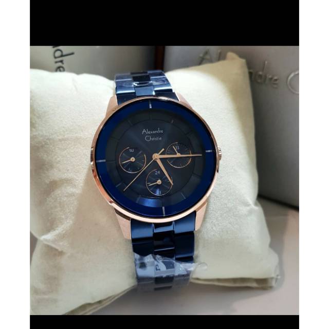 jam tangan wanita Alexandre Christie AC  2714 rose gold blue