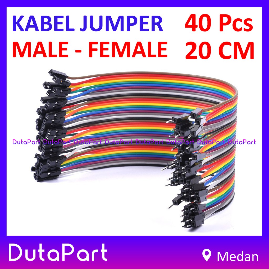 40Pcs Kabel Jumper 20cm MALE to FEMALE Dupont Cable Wire Pelangi