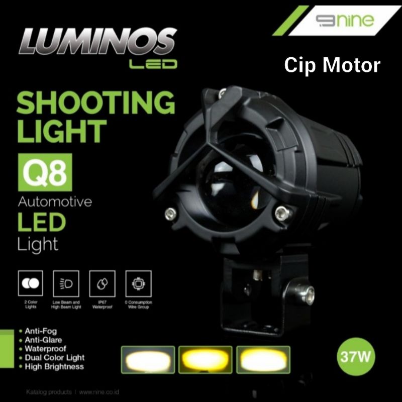 Lampu sorot Luminos Q8 Original Putih Kuning Motor Mobil 12 Volt