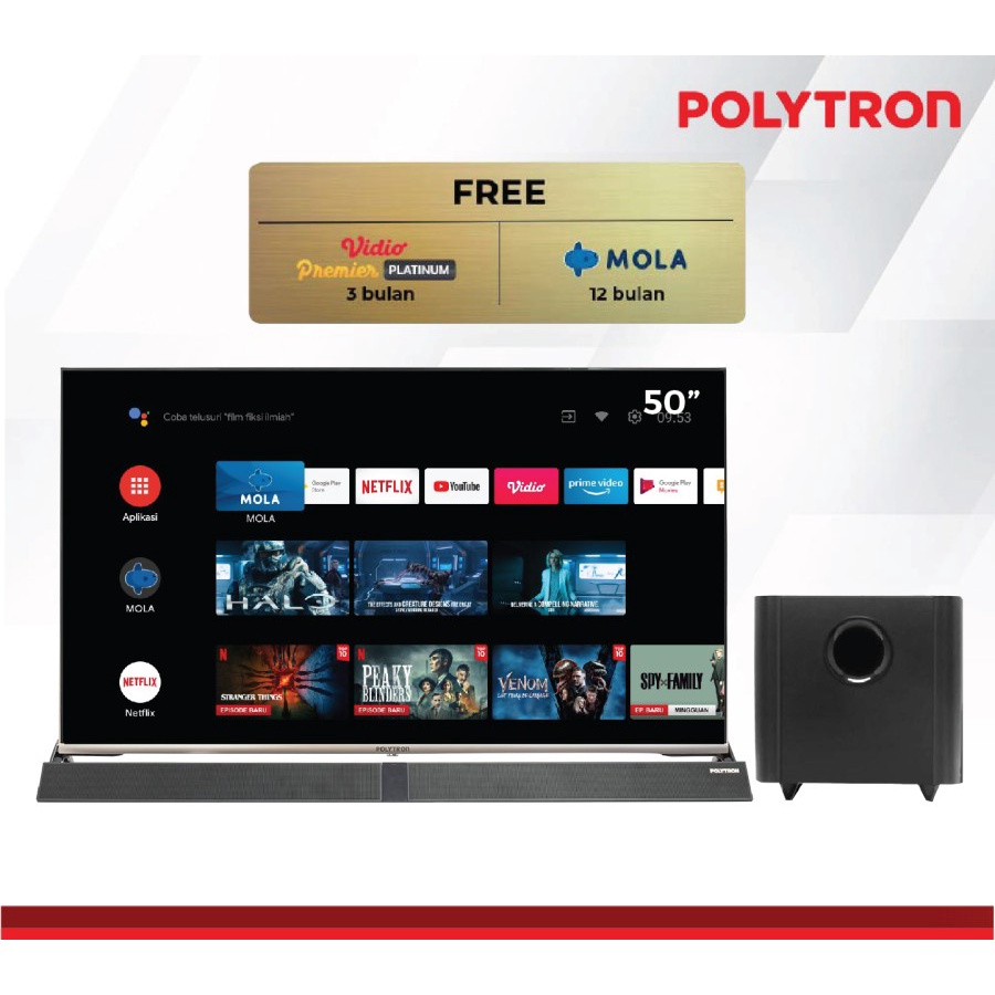 POLYTRON PLD 50BUG9959 4K HDR Smart Cinemax Soundbar TV 50 inch