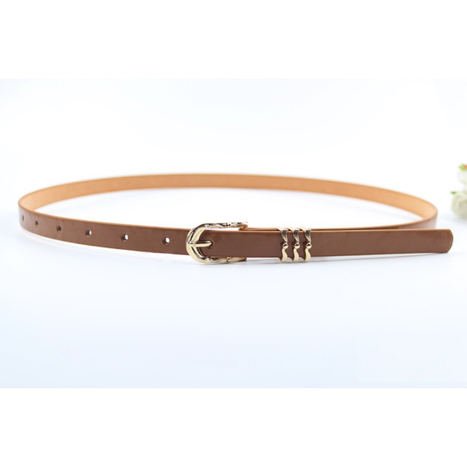 Ikat Tali Pinggang KECIL #1250 (3 GOLD) IMPOR THIN Fashion Korea Women Gasper Buckle Kulit PU Belt