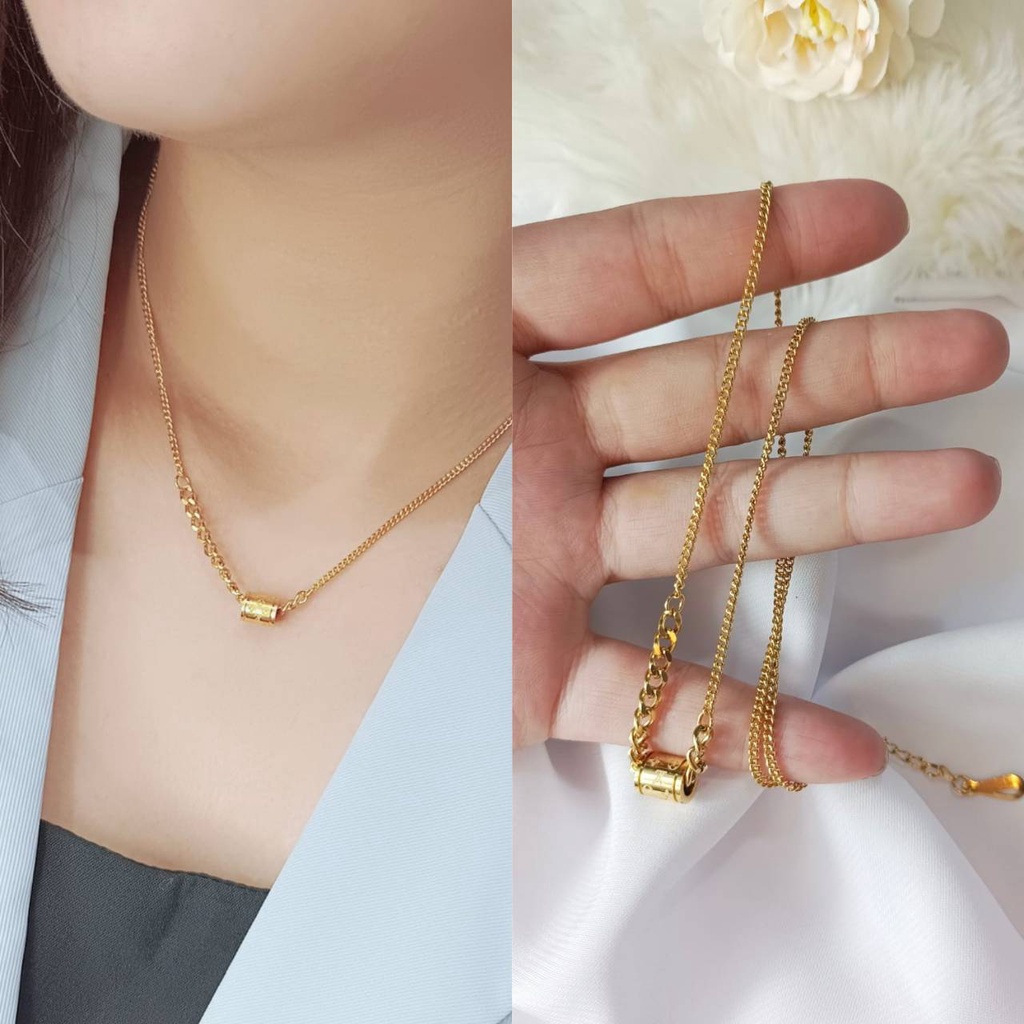 kalung titanium simple minimalis anti karat