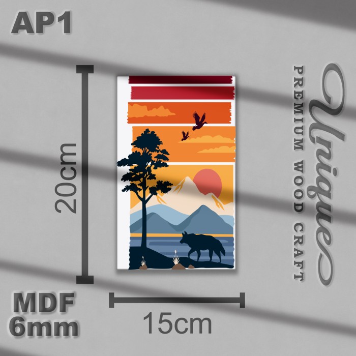 Unique Hiasan Dinding Kayu Landscape Zigzag Poster Kamar Ruang Tamu