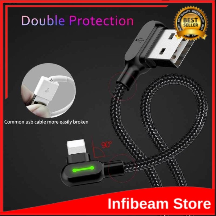 MCDODO Kabel Charger USB Type C Braided L Shape 120 M- Kabel Data Gaming Type C - Kabel Gaming Fast 