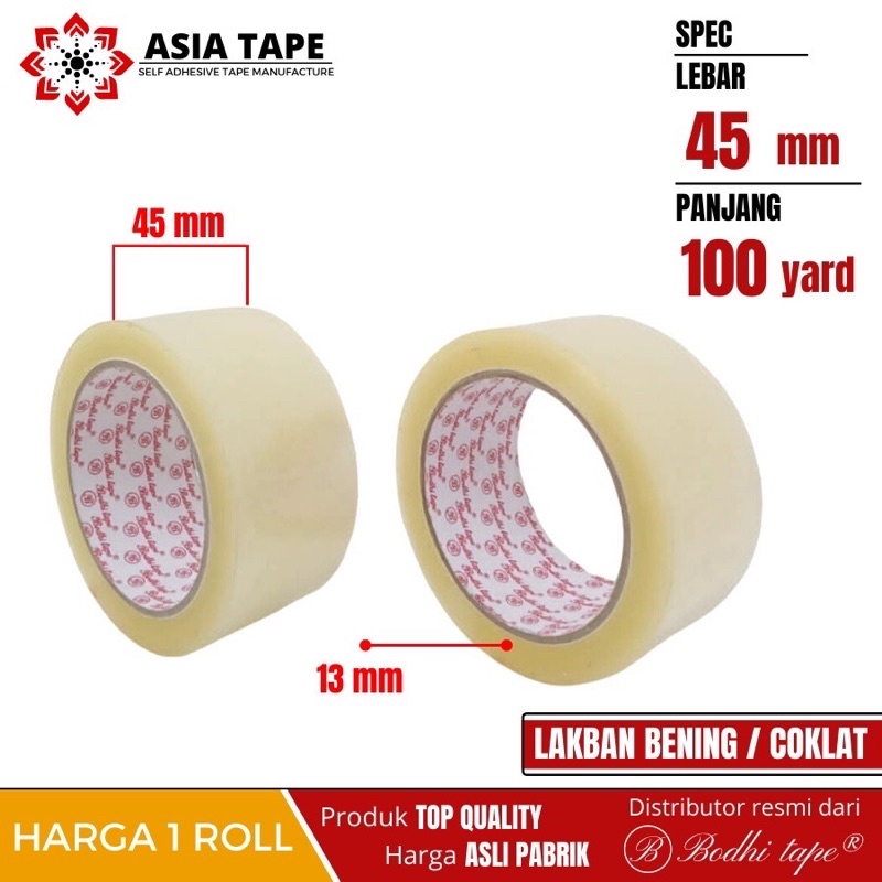 Lakban bening coklat 45mm 100yard bodhi tape