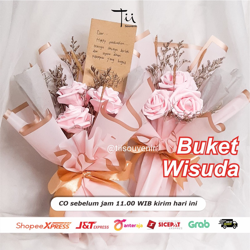 Buket Kado Wisuda Anniversary 3 Pcs Bunga Spons