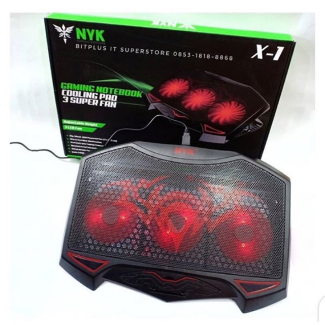 Cooling Pad Gaming NYK X-1 3 LED SUPER FAN Cooler Fan 3 Kipas / COOLINGPAD NYK X1