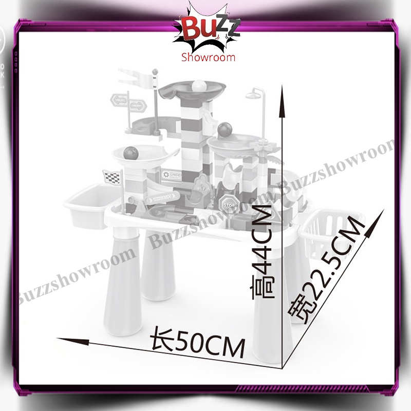 Building Toy Block Table Meja Belajar Main Anak Slide Ball