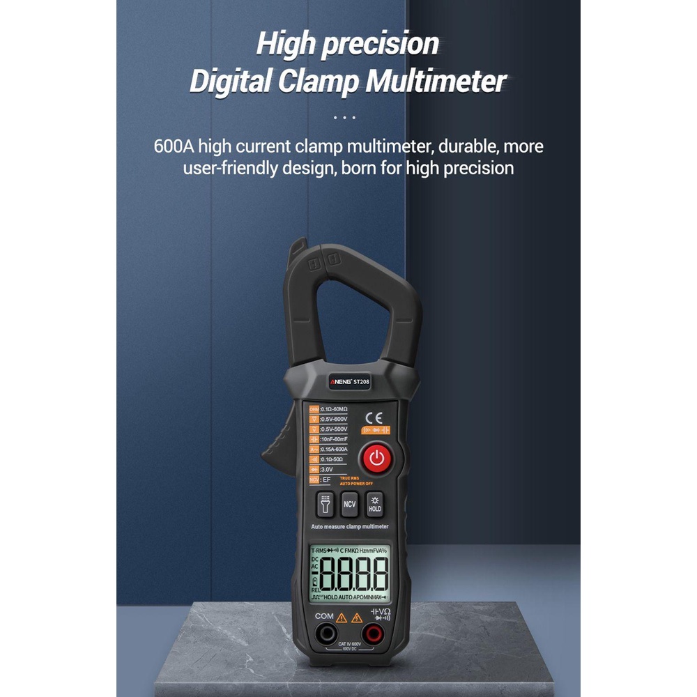 Solighter Digital Clamp Meter Presisi Tinggi AC/DC Transistor Tester Amperimetro Tester Voltmeter