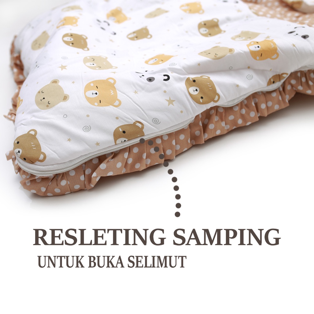 KASUR TEMPAT TIDUR BAYI SLEEPINGBAG  DENGAN SELIMUT TOPI BAHAN TEBAL DAN LEMBUT