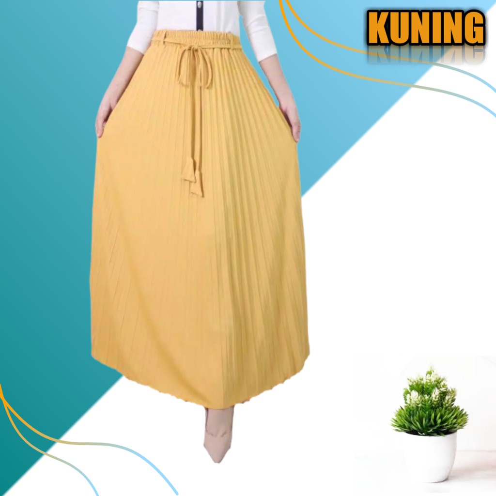 Rok Panjang Plisket Premium Tali Wanita Maxi Skirt