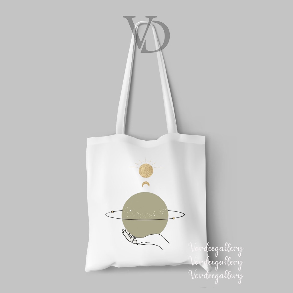 TOTE BAG KANVAS MOTIF MOON AESTHETIC