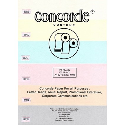 

Kertas Concorde Contour 100gr A4 (21,0 X 29,7 Cm) Isi 20 Sheet