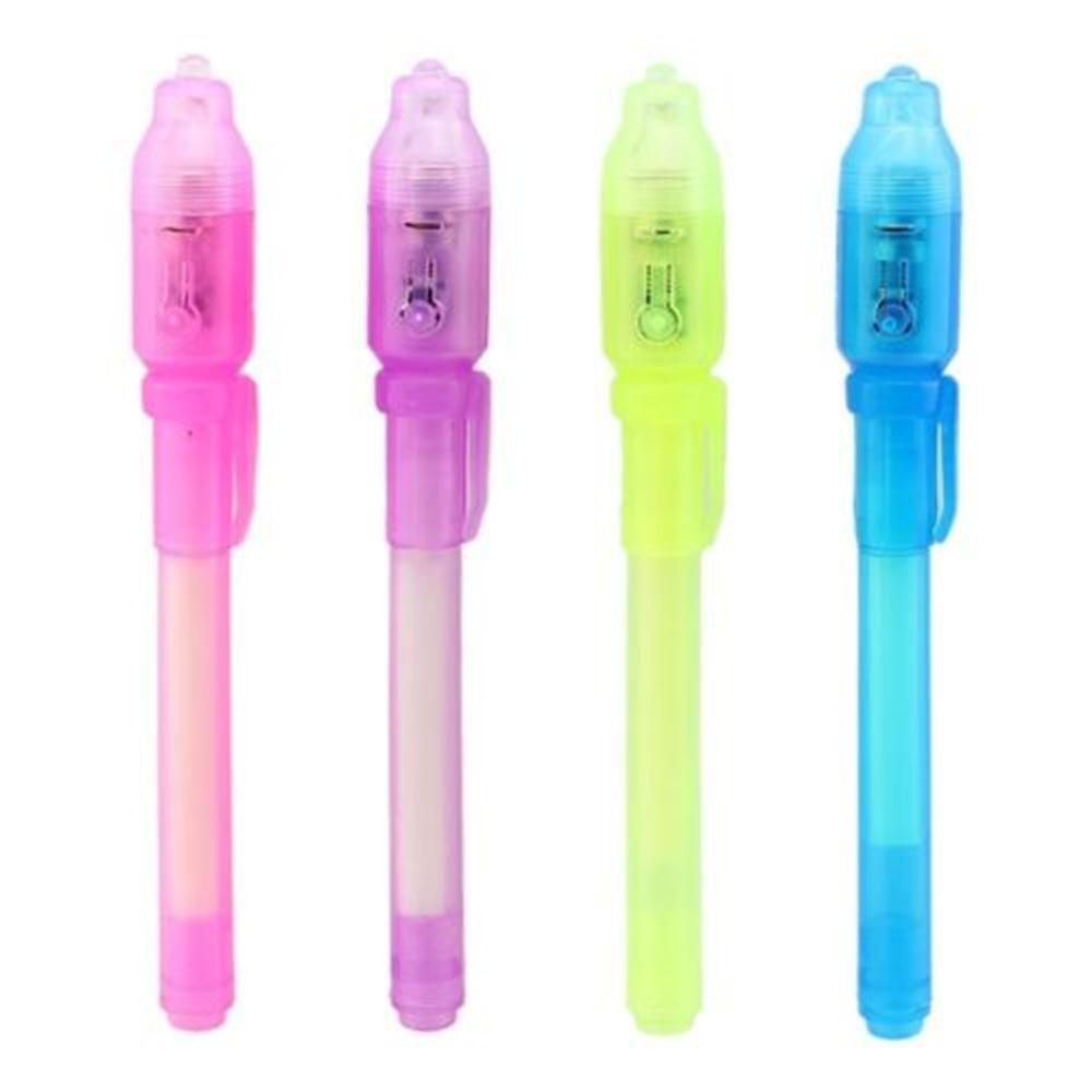 R-flower 3Pcs Random Color 2in1 Invisible Ink Pen Hot Drawing Magic Secret Check Money Tool