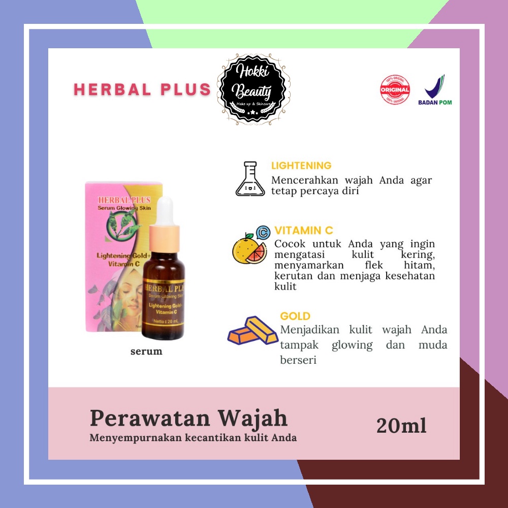 HERBAL PLUS Serum Glowing Skin Lightening Gold + Vitamin C 20ml