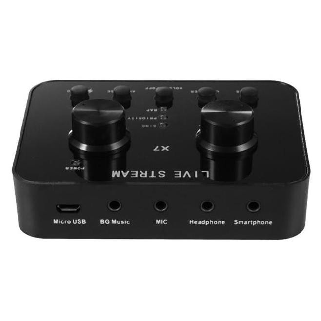 Audio USB External Soundcard Live Broadcast Microphone Headset - X7 - Black