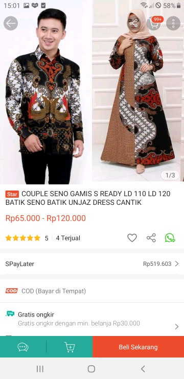 Couple Seno Gamis S Ready Ld 110 Ld 120 Batik Seno Batik Unjaz Dress Cantik