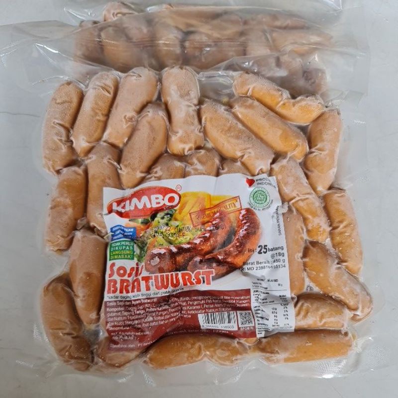 

Kimbo Sosis Sapi Ayam Bratwurst isi 25 Pcs 450 Gr