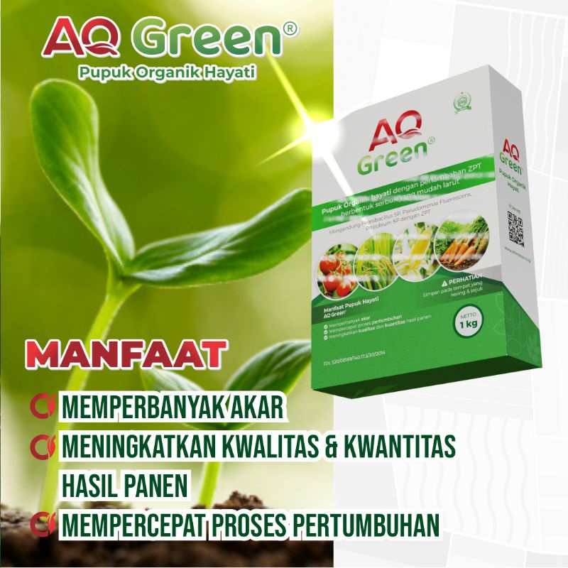 Pupuk Organik Hayati AQ GREEN Type Bubuk Original isi 1 kg Untuk 1000 Liter Air
