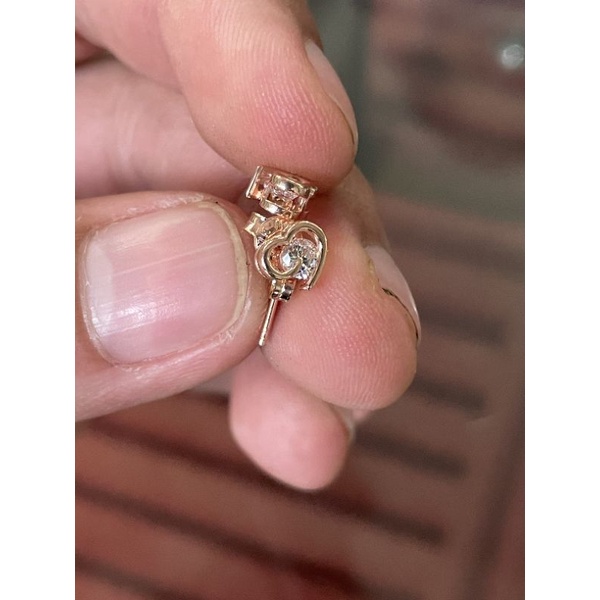 Anting duduk anak dan dewasa emas asli kadar 750 75% 22 17k infinity permata putih giwang kerabu paku cucuk stud