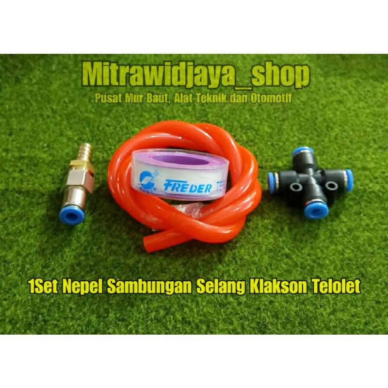 NEPEL SAMBUNGAN SELANG KLAKSON TELOLET KE KOMPRESOR FREE SEALTAPE NEPLE NEPEL SELANG KLAKSON ANGIN