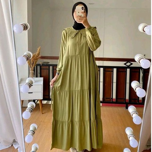 FREYA Dress Rayon Twill Premium Gamis Remaja Kekinian