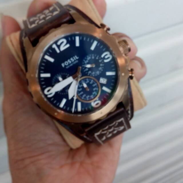 Jam tangan laki-laki Fossil original tanggal tali kulit krono aktif