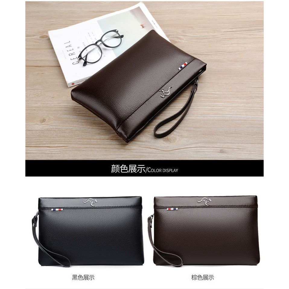 [ORIGINAL] Junzidaishu Tas Dompet Kulit Clutch Pria Import Men's Bags Casual Style Soft Leather