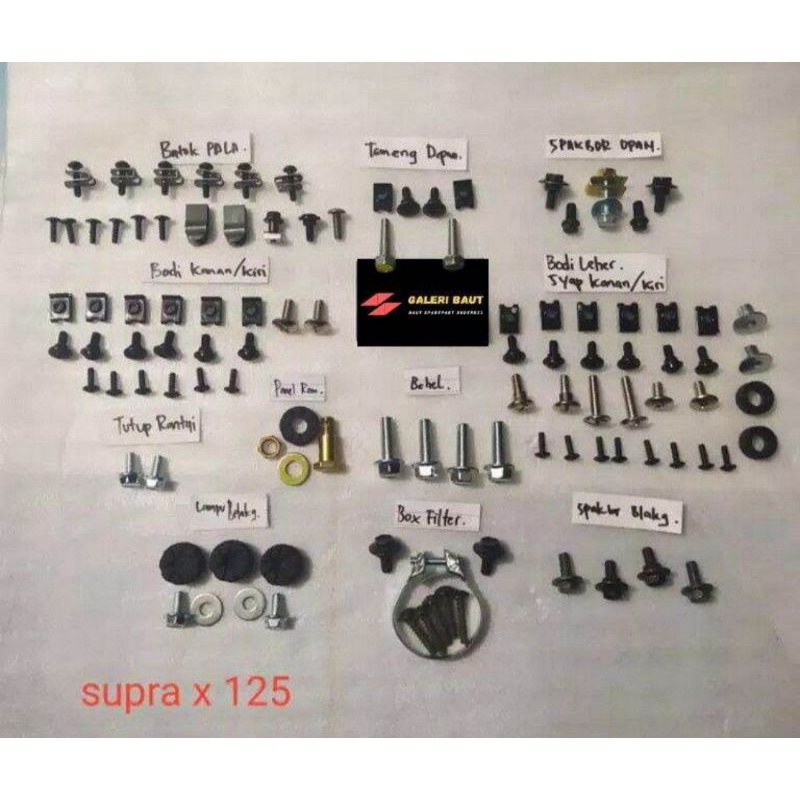 Baut Lengkap Fulset full Body Supra x 125 Lama/Baut Lengkap Full Body Supra 125 Old Lengkap